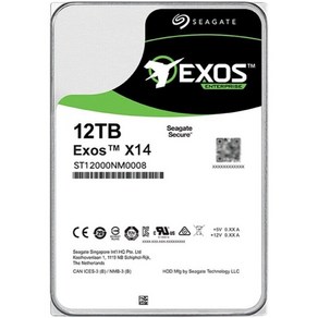 씨게이트 3. 5인치 엔터프라이즈 하드 드라이브 ST12000NM0007 12TB Exos 6 Gbs 256MB SATA, 1개