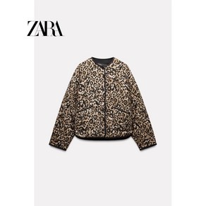 ZARA 여성 레오파드 자켓 점퍼 코튼 재킷 퀄팅 누빔 캐주얼 8110488