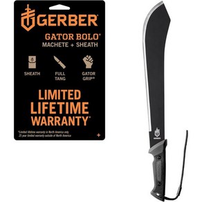 GERBER Gebe Gea Gato Machhete - 도마와 톱질을 위한 25인치 다용도 원예 나이프 보호 피복 포함 검은색 용 가능한 포장, 15.5