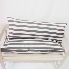 [꿀잠] 스트라이프 2인베개(+솜포함), 그레이, 100*40cm
