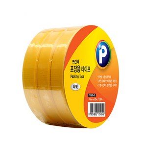 [프린텍] 포장용 테이프 OPP재질 박스 테이프 물레방아테이프 (투명 갈색), P1520-3(15mmX20M 투명 3롤)