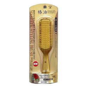 Ikemoto Brush 동백 오일 헤드 스파 정전기 방지 스타일링 브러시 TSG1111, 1개, 골드