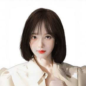 GBKING 수제 보브컷 통가발 단발머리 인모100% 항암가발 전체가발, 1개, 브라운 28cm