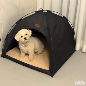 디클펫 텐트 하우스 강아지 고양이 집 사계절 숨숨집 폭신한 양면 방석 포함, 블랙, 1개