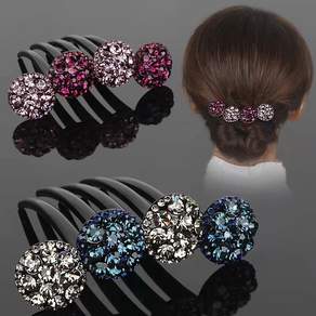 ZMBIRD 2종세트 올림머리 반짝반짝 컬러큐빅 헤어빗핀 N357