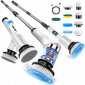 베리지 무선 전동 욕실 청소솔 화장실 9in1세트 다용도 청소기, 화이트