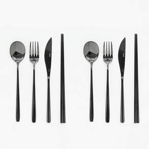 르리에 모던 커트러리 디너 2인 세트, 유광블랙, 유광블랙, 1개