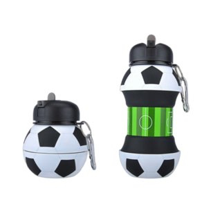 모시루 접이식 실리콘 스포츠 물병 축구, 화이트, 1개, 550ml