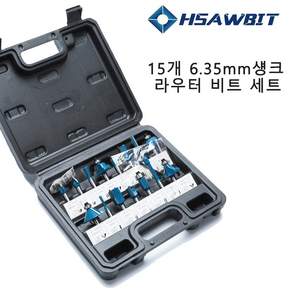 15개 트리머날 비트세트 목공용 샹크 트리머 자루직경 트리머비트, 1세트