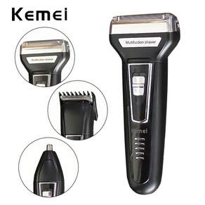KEMEI 3in1 전기면도기 이발기 코털정리기, 블랙, KM-6559