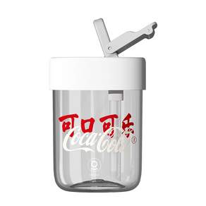 Germ 코크 로고 캐주얼 스트로우 휴대용 콜드컵, 투명 화이트, 380ml, 1개
