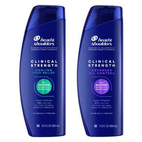 헤드앤숄더 클리니컬 스트렝스 쿨링 이치 릴리프 샴푸 400ml + 어드밴스드 오일 컨트롤 샴푸 400ml, 1세트