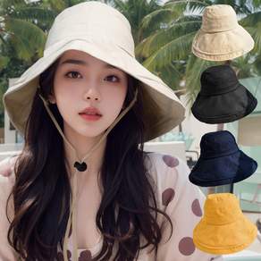 코욜하우키 여성 버킷햇 얼굴 햇빛가리개 모자 여자 벙거지모자 챙넓은 챙모자, 02)베이직 베이지