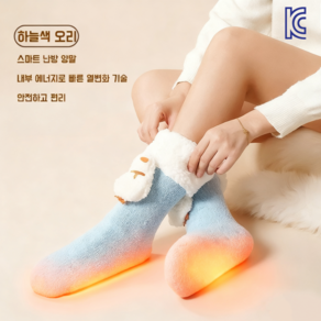KC인증 무선 충전식 온열양말 발 찜질기 덧신 발난로 겨울 수족냉증 방한 수면양말 물세탁 가능, 파란