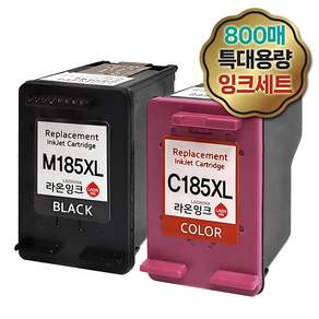 (특대용량 잉크세트) INK-M185 잉크 호환 INK-C185 SL-J1680 J1683 J1685 J1780W J1780DW J1785W M185XL C185XL 라온잉크, 1세트, 검정+컬러