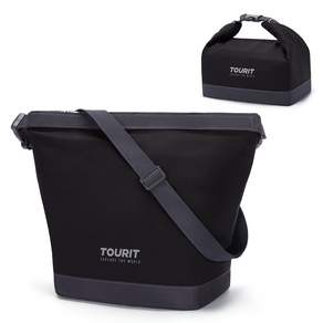 TOURIT 여성용 접이식 보온보냉 도시락 가방 직장인 점심 가방 방수 런치백, black, 1개