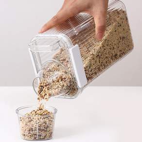 네오플램 밀폐 잡곡통 미니쌀통 씨리얼 보관용기 1800ml, 투명, 1개