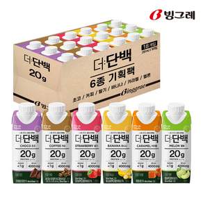 빙그레 더단백 드링크 250ml 6종 기획(초코 카라멜 커피 딸기 바나나 멜론) 1세트