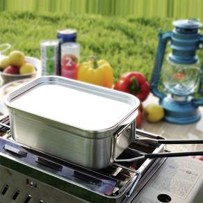 아베라 포스코 304 스텐 캠핑 반합 2.4L 사각 코펠 냄비 뚜껑 세트, 1개, 상세페이지 참조