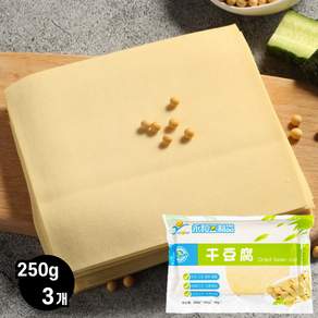 왕부정 신선 건두부 당일생산 다용도 생생 포두부 융허 NON GMO 다이어트 건강 두부피, 250g, 3개