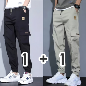BIKASU 남성 카고바지 밴딩 스판 조거팬츠 빅사이즈 캐주얼 카고팬츠 1+1