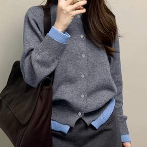 화성-여성용 버튼 장식 트랜지션 가디건 - 스타일리시한 색상 블록 디자인 가벼운 편안한 니트 소재로 가을 가을 휴식용으로 완벽 매치