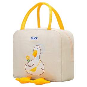 오리도시락가방 오리백 오리 도시락가방 보온 보냉 소풍 쿨러백 캠핑가방 캐릭터도시락가방 피크닉가방, 아이보리