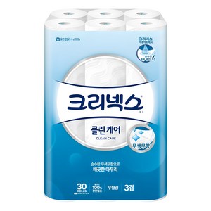 크리넥스 클린케어 천연펄프 3겹 고급롤화장지, 25m, 30롤, 1개