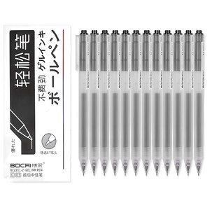 동아피엠에스 bocai 반투명 매트바디 중성펜 0.5mm, 블랙, 12개