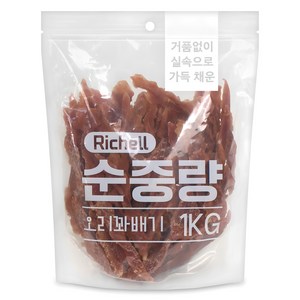 리첼 순중량 강아지 간식, 오리꽈배기, 1kg, 1개