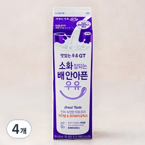 맛있는우유GT 소화 잘되는 배 안아픈 락토프리우유 저지방 & 프리바이오틱스, 900ml, 4개