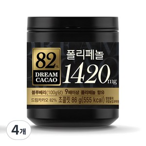 롯데 드림카카오 82% 폴리페놀 초콜릿, 86g, 4개