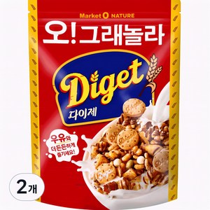 마켓오네이처 오 그래놀라 다이제 시리얼, 250g, 2개