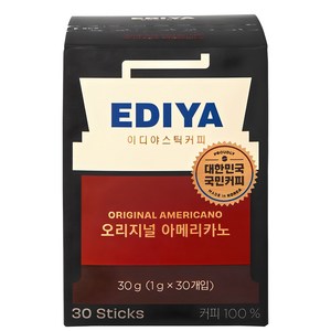 이디야 오리지널 아메리카노 스틱커피, 1g, 30개입, 1박스