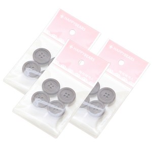 해피베어스 프리미엄 나무단추 18 mm, 브라운, 12개