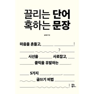 [유노북스]끌리는 단어 혹하는 문장 : 마음을 흔들고 시선을 사로잡고 클릭을 유발하는 5가지 글쓰기 비법, 유노북스, 송숙희