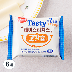 서울우유치즈 테이스티 치즈 고칼슘 10매입, 180g, 6개