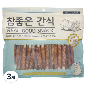 헬로도기 참좋은간식 강아지 건조간식, 우유치킨껌, 600g, 3개