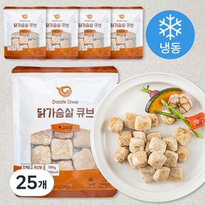 다즐샵 닭가슴살 큐브 갈비맛 (냉동), 100g, 25개