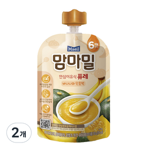 맘마밀 안심 이유식 퓨레 6개월부터 100g, 2개, 혼합맛(바나나/단호박)