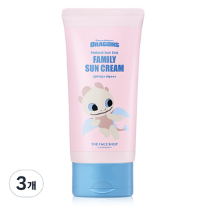 더페이스샵 드래곤 길들이기 에디션 내추럴 선 에코 패밀리 선크림 SPF50+ PA+++, 150ml, 3개