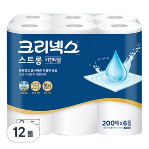 크리넥스 스트롱 천연펄프 키친타월, 200매, 12개