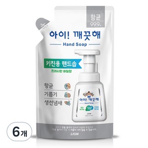 아이깨끗해 항균 키친폼 손세정제 리필 바질향, 200ml, 6개