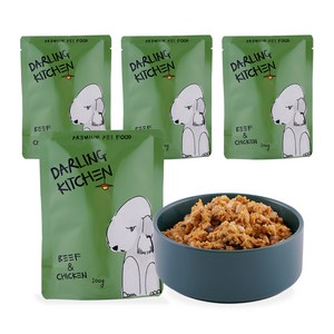 달링키친 생후2개월이상 강아지 자연화식 사료 4p, 소, 400g, 1세트