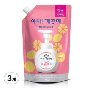 아이깨끗해 항균 폼 핸드솝 상큼한레몬향 리필, 600ml, 3개