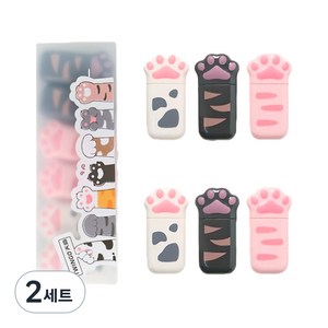 인노블 고양이 발바닥 수정테이프 6개 + 케이스, 혼합색상, 2세트
