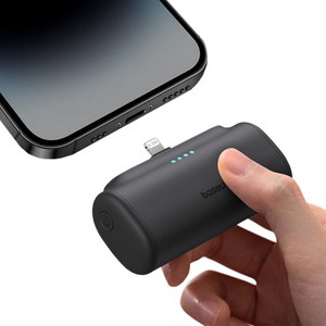 베이스어스 20W 고속충전 컴팩트 도킹형 보조배터리 5000mAh 애플용, 블랙