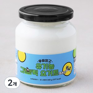 우유창고 유기가공식품 인증 그릭요거트 플레인, 340g, 2개