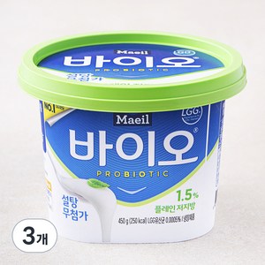 매일바이오 플레인 저지방 요거트, 450g, 3개