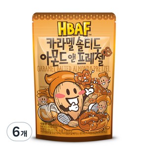 바프 카라멜 솔티드 아몬드 앤 프레첼, 190g, 6개